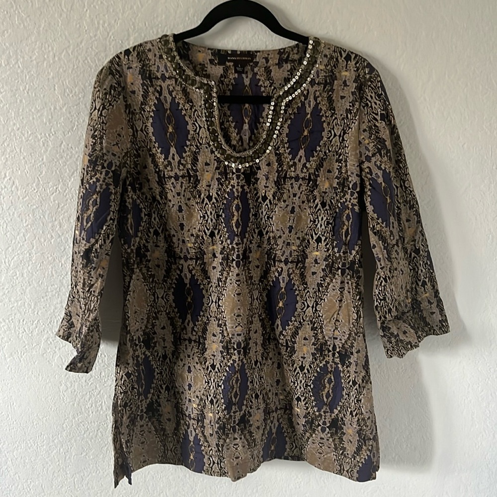 Dana Bachman purple & Tan tunic